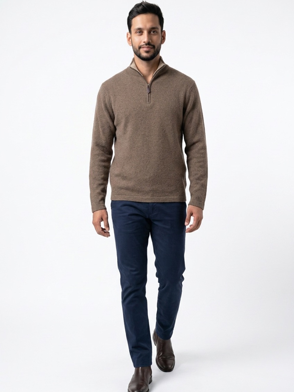 Davis & Squire Cashmere 1/4 Zip Men's M Long Sleeve Quiet Luxury Casual Sweater